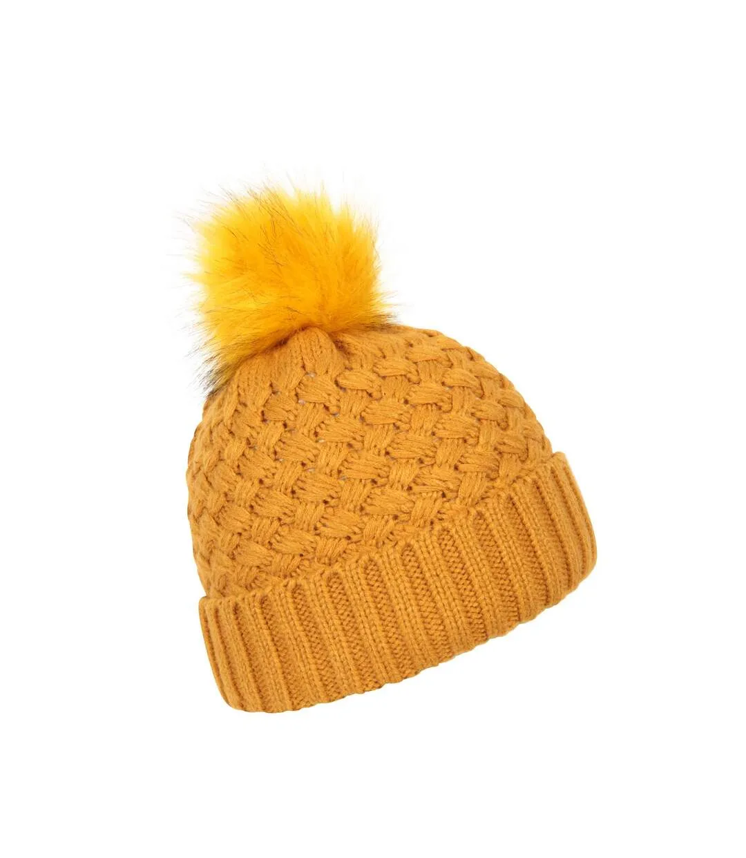 Womens/ladies lisbon pom pom borg lined beanie yellow Mountain Warehouse