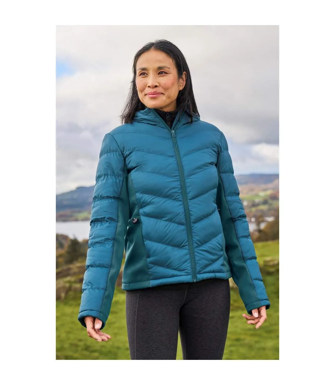 Womens/ladies turbine padded soft shell jacket teal Mountain Warehouse