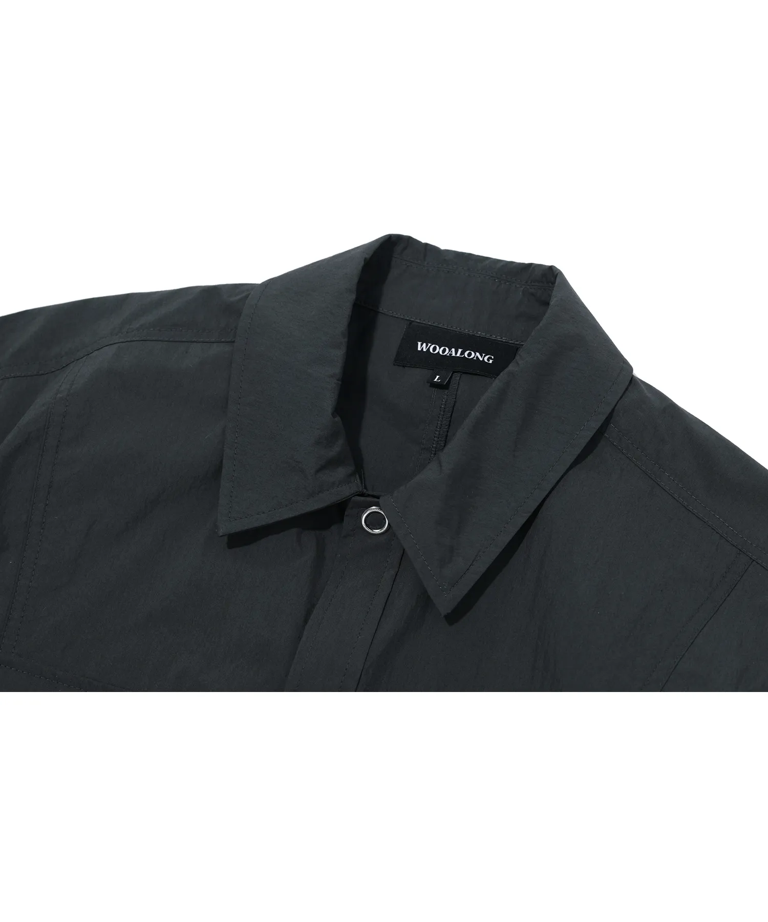 WOOALONG  |[WOOALONG]★ Three-pocket over fit cotton blend half shirt