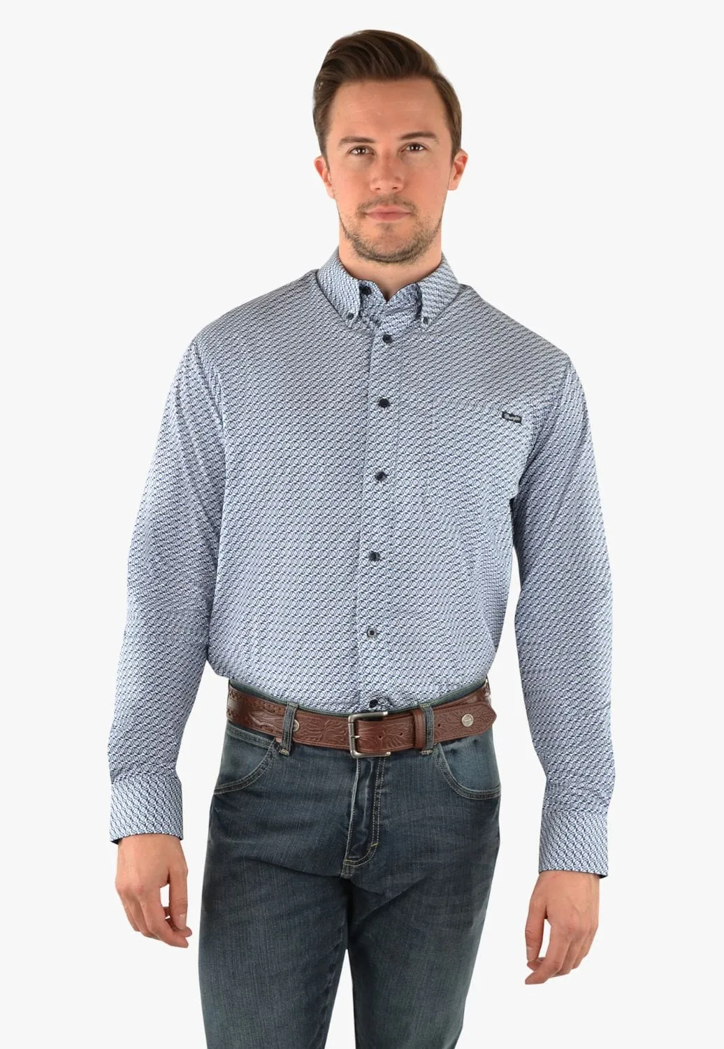 Wrangler Mens Porter Print Long Sleeve Shirt