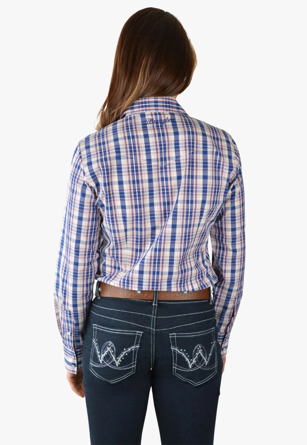 Wrangler Womens Isabelle Check Western Long Sleeve Shirt