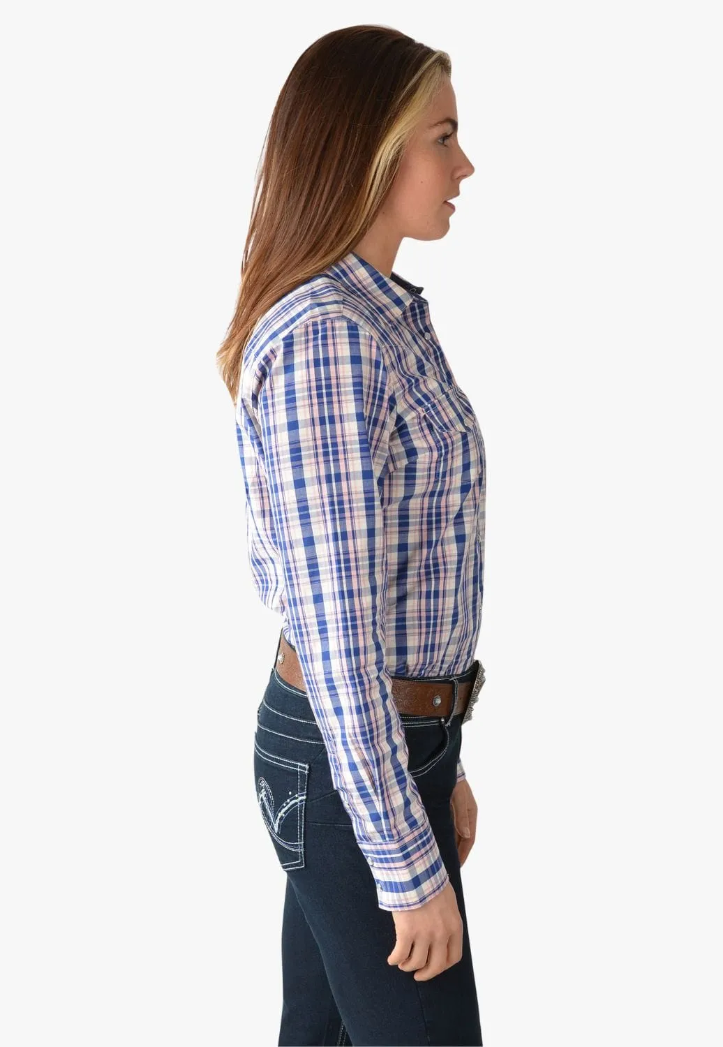 Wrangler Womens Isabelle Check Western Long Sleeve Shirt